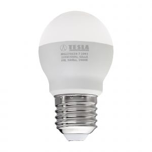 Tesla - LED žárovka miniglobe BULB E27, 8W, 230V, 900lm, 25 000h, 3000K teplá bílá, 220st