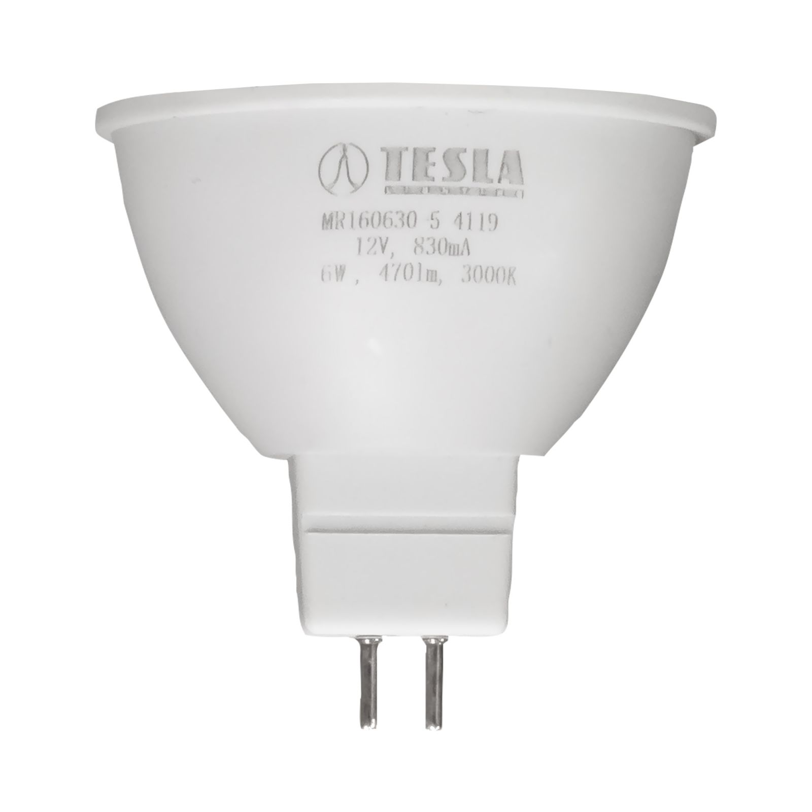Tesla - LED žárovka GU5,3 MR16, 6W, 12V, 470lm, 25 000h, 3000K teplá bílá, 100st Tesla Lighting
