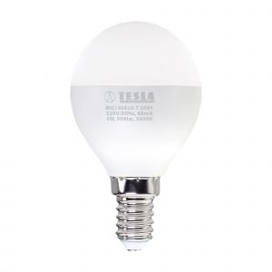 Tesla - LED žárovka miniglobe BULB E14, 8W, 230V, 900lm, 25 000h, 3000K teplá bílá, 220st