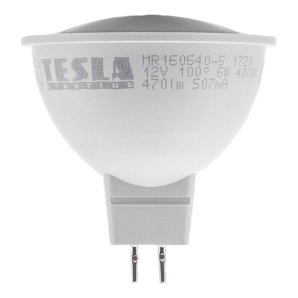 Tesla - LED žárovka GU5,3 MR16, 6W, 12V, 470lm, 25 000h, 4000K denní bílá, 100st Tesla Lighting