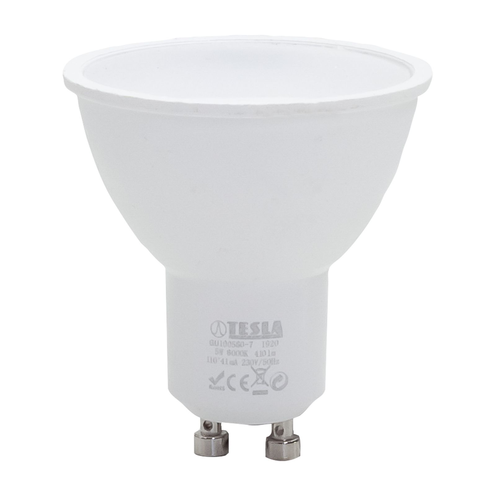Tesla - LED žárovka GU10, 5W, 230V, 410lm, 25 000h, 6000K studená bílá, 100st Tesla Lighting